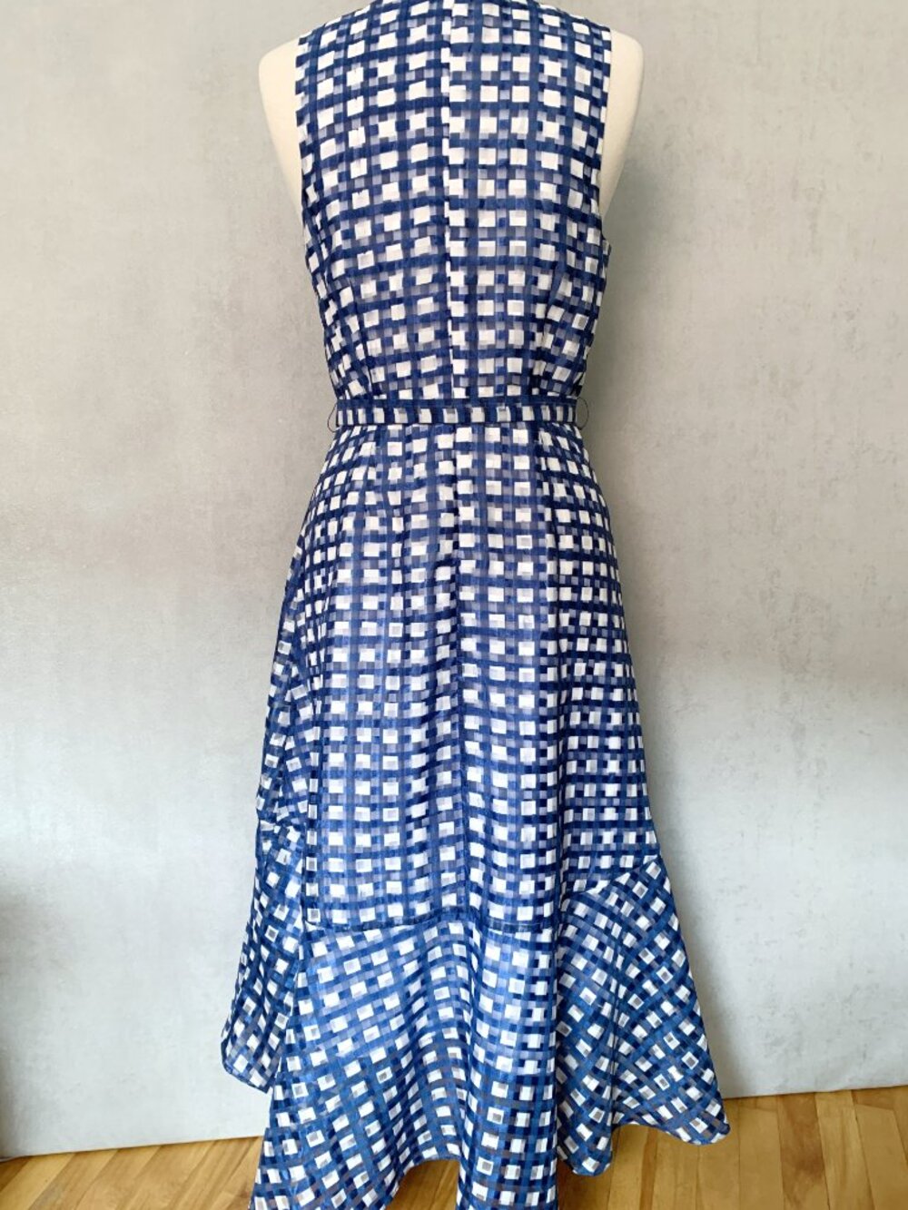 ABS Collection Royal Blue & White Faux Wrap Dress | Size 6 - Picture 3 of 14